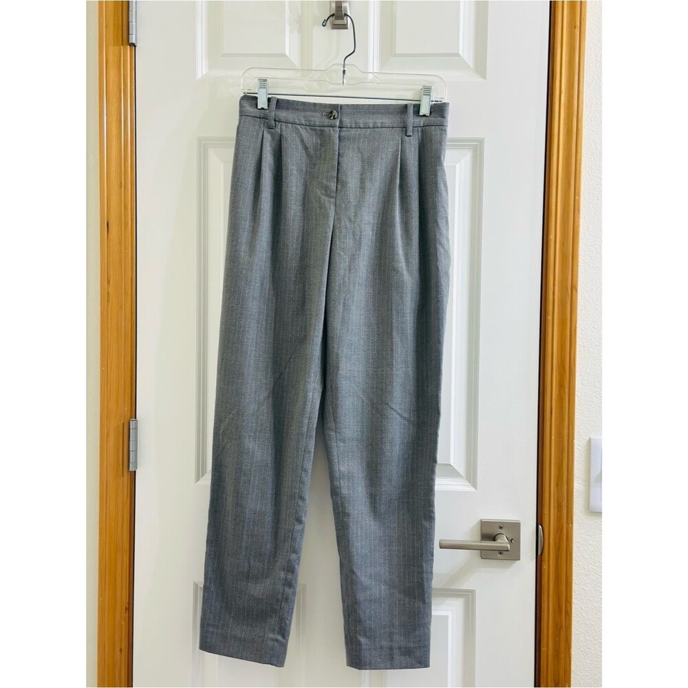 Calvin Klein Grey Pinstripe Trousers Size 6 Business Casual Career Pants